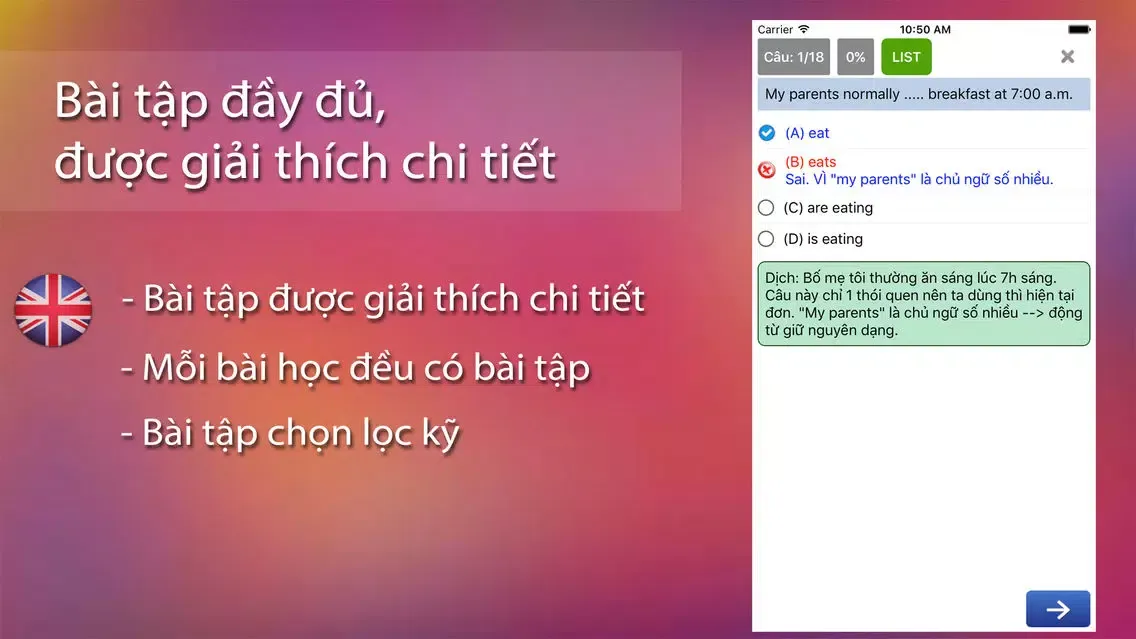 Ngữ Pháp Tiếng Anh - Offline سکرین شاٹس