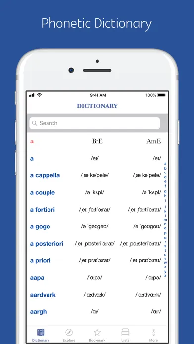 Capturas de tela do English Phonetic Dictionary