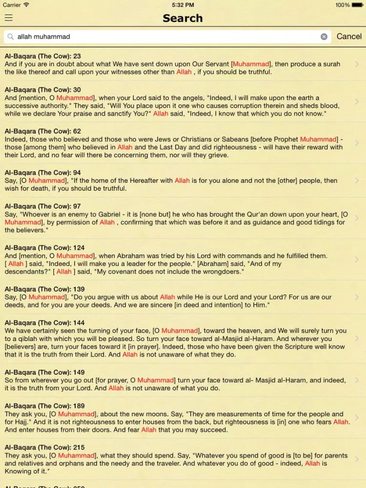 Capturas de tela do Quran Sahih International English Translation iPad 