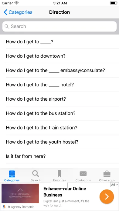 Capturas de tela do English to Japanese Phrasebook
