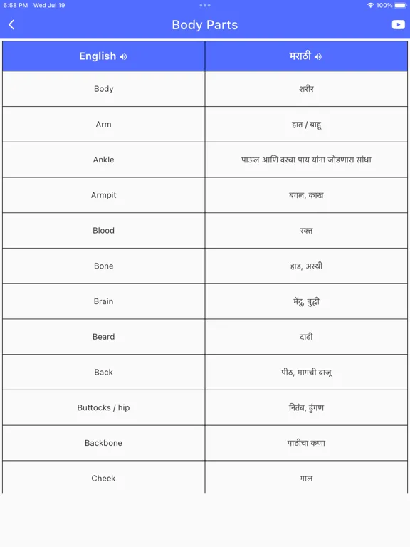 Daily Words English to Marathi iPad  Screenshots