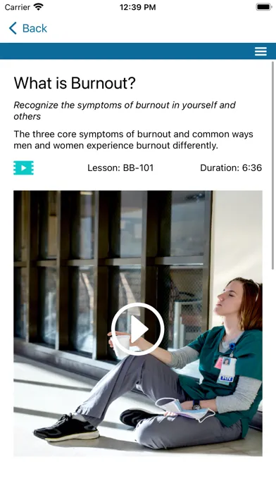 Capturas de tela do Burnout Prevention Program