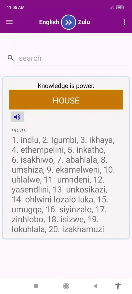 Capturas de pantalla de English To Zulu Dictionary