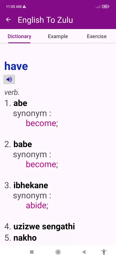 Capturas de pantalla de English To Zulu Dictionary