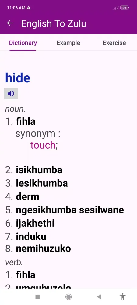 Capturas de pantalla de English To Zulu Dictionary
