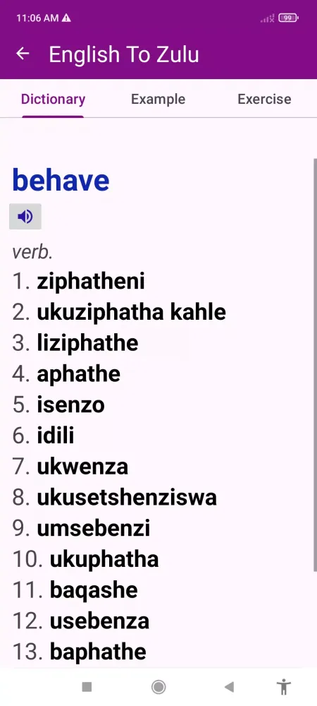 Capturas de pantalla de English To Zulu Dictionary