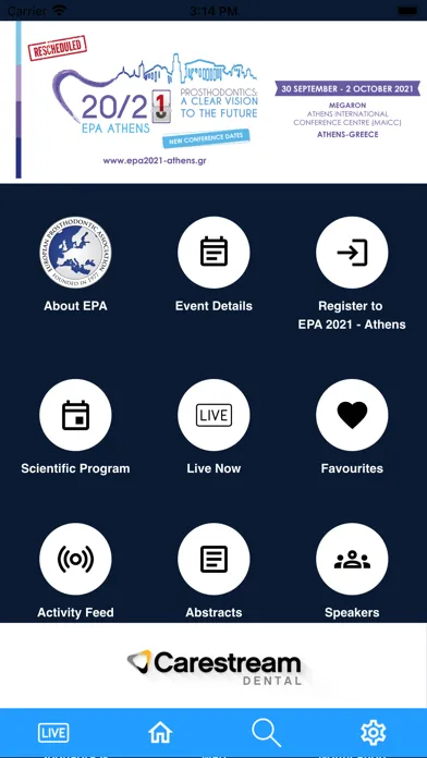 Capturas de tela do European Prosthodontic App