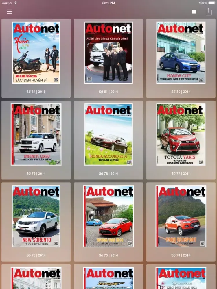 Capturas de tela do Tạp chí Autonet iPad 