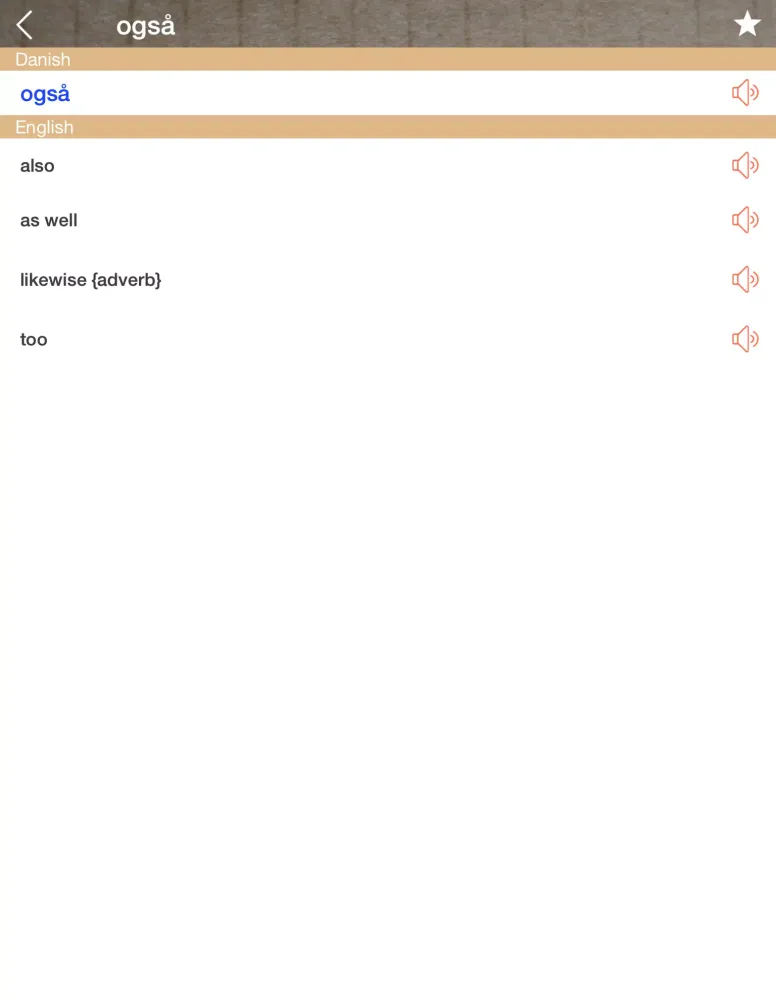 Screenshot di Danish English Dictionary