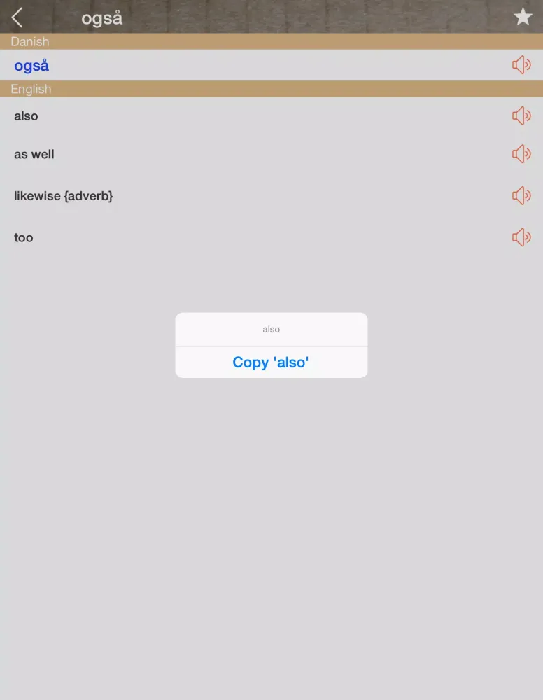 Screenshot di Danish English Dictionary