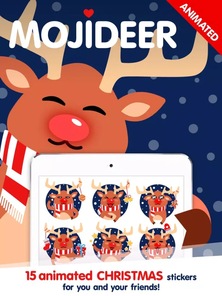 Moji Reindeer Animated Christmas Sticker Pack iPad  Screenshots