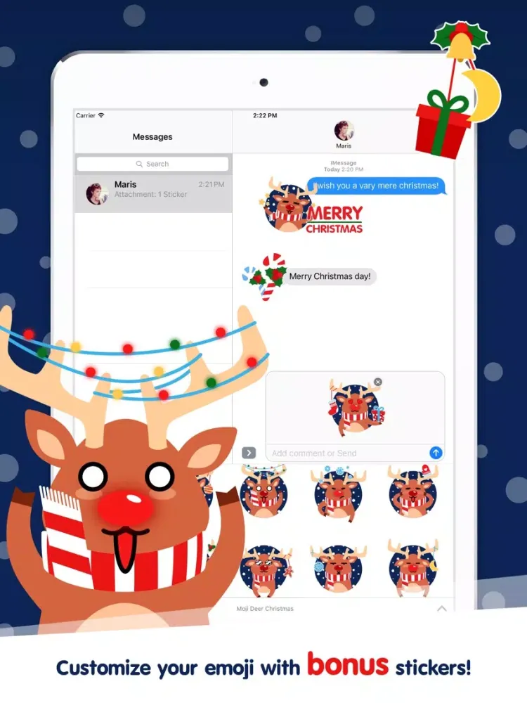 Moji Reindeer Animated Christmas Sticker Pack iPad  Screenshots