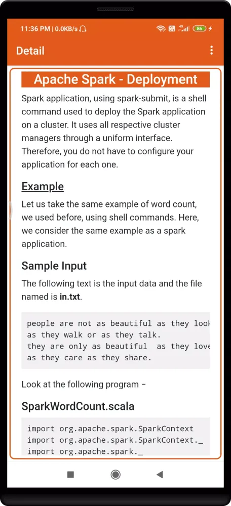 Captures d'écran de Apache Spark Tutorial