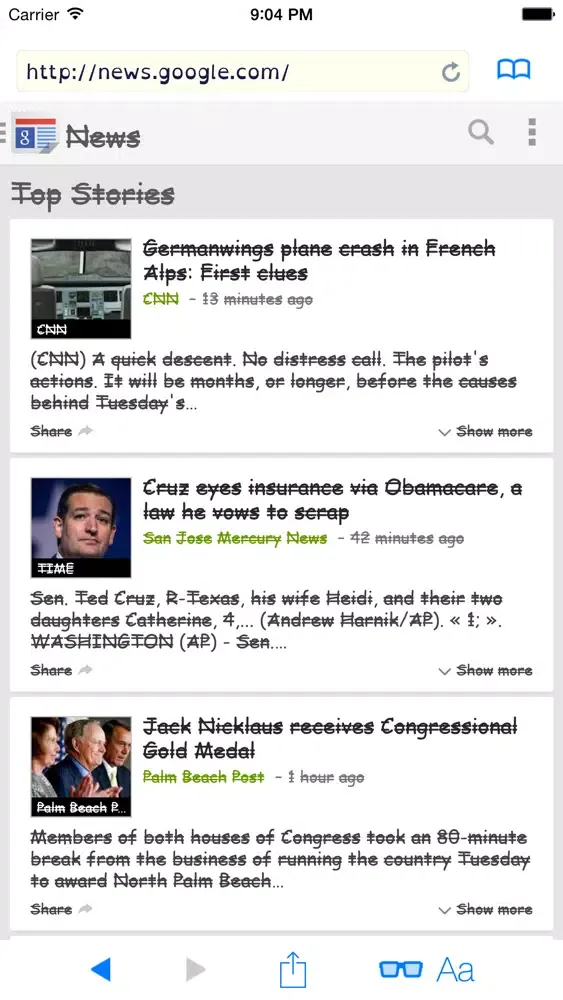 openWeb - Assistive Experimental Web Browser Screenshots