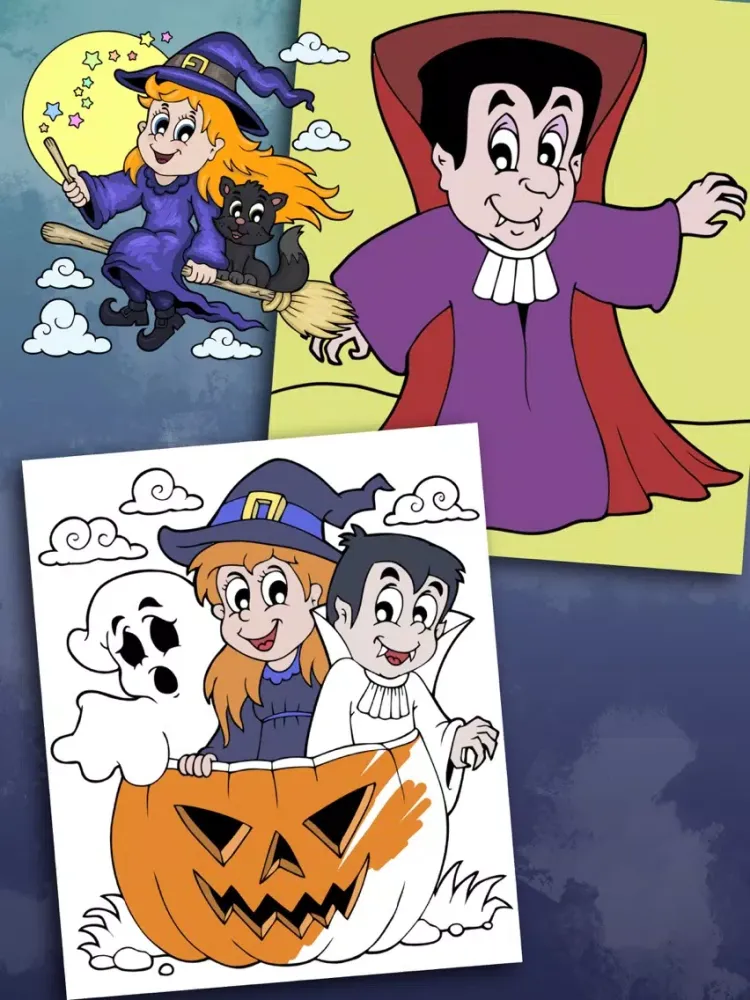 Halloween & monsters coloring pages for kids iPad  سکرین شاٹس