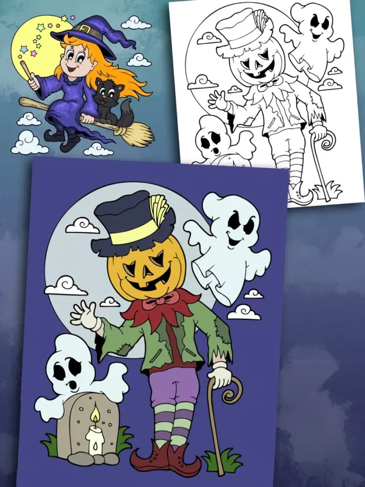 Halloween & monsters coloring pages for kids iPad  سکرین شاٹس
