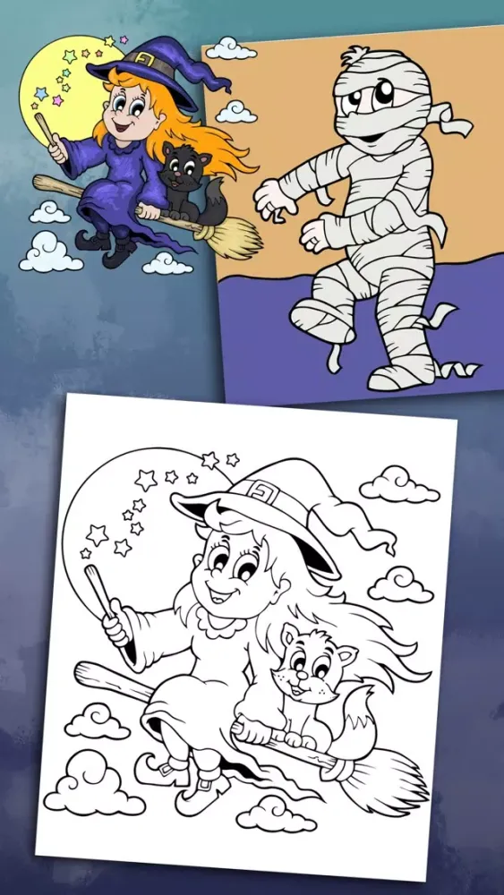 Halloween & monsters coloring pages for kids سکرین شاٹس