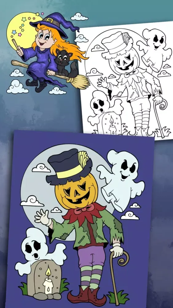 Halloween & monsters coloring pages for kids سکرین شاٹس