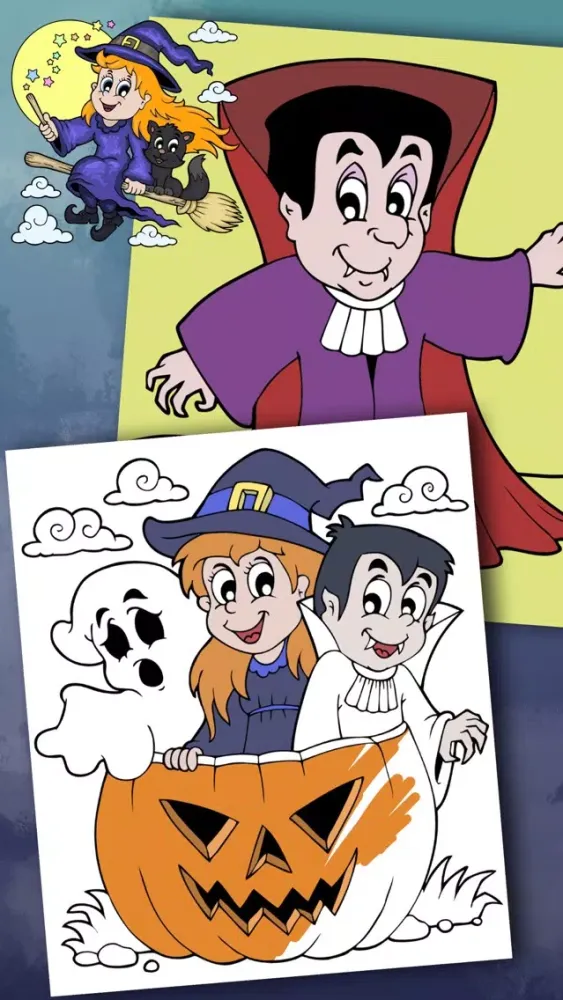 Halloween & monsters coloring pages for kids سکرین شاٹس