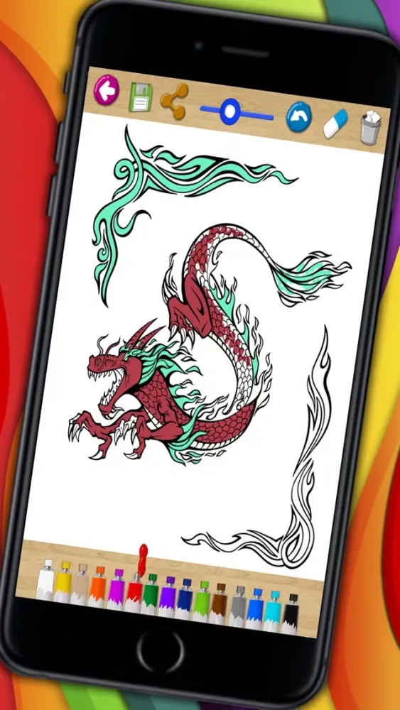 Ảnh chụp màn hình của Dragons coloring book & paint fantastic animals Premium