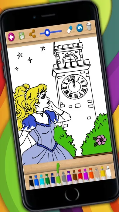 ภาพหน้าจอของ Cinderella Coloring book & Paint classic fairy tales for kids
