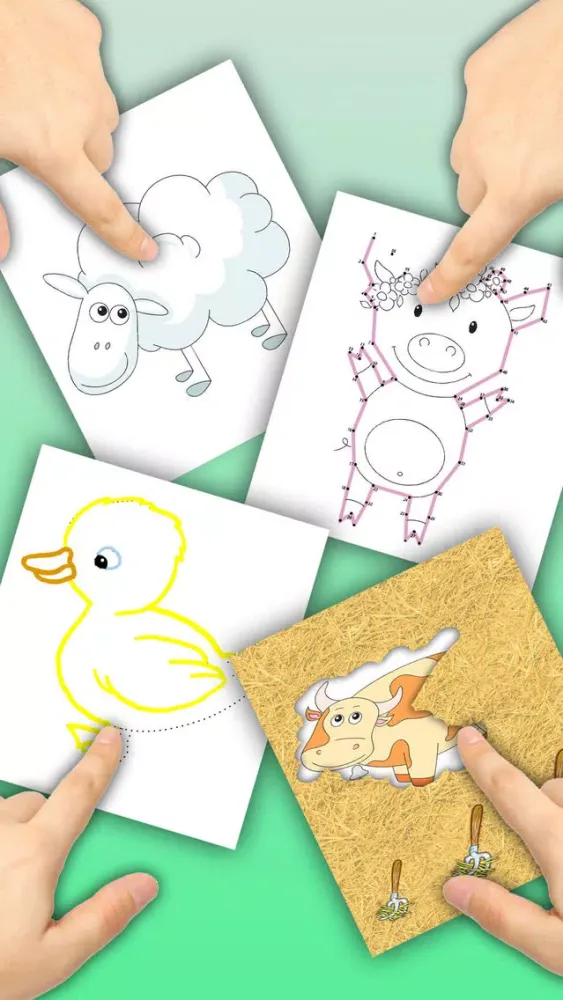 Zrzuty ekranu Connect dots, paint animals in zoo book - Premium