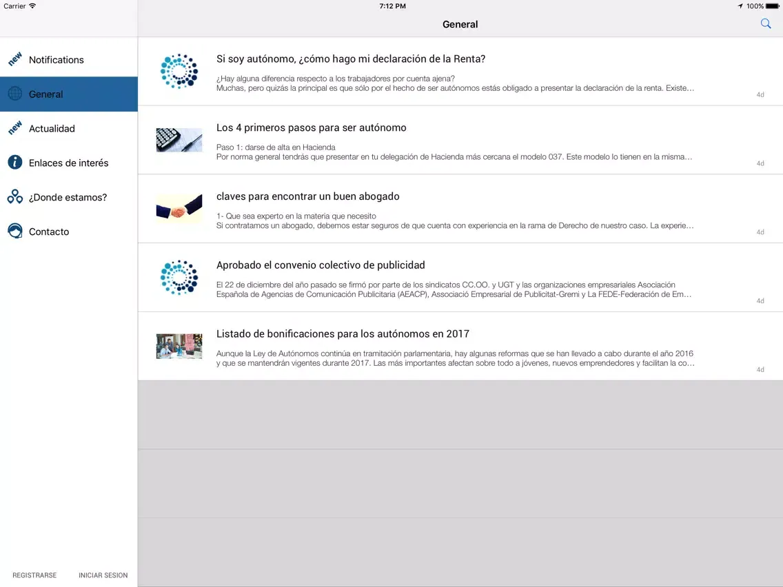 Tangkapan layar App4All iPad 