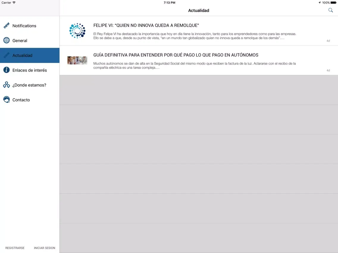 Tangkapan layar App4All iPad 