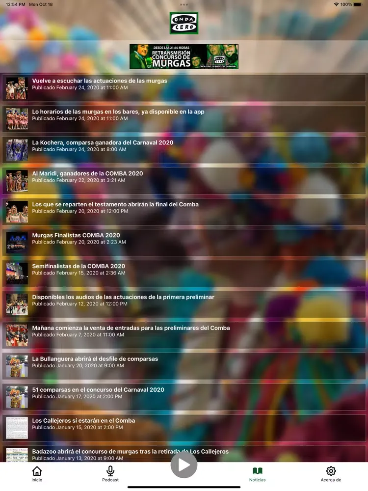 Zrzuty ekranu Onda Cero - Carnaval Badajoz iPad 