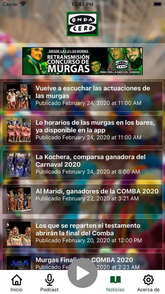 Zrzuty ekranu Onda Cero - Carnaval Badajoz