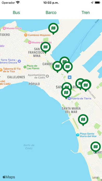 Screenshot di Consorcio Cádiz bus tren barco