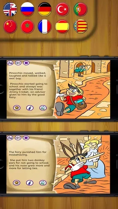 Capturas de tela do Pinocchio classic tale - Interactive book