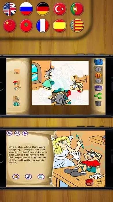 Capturas de tela do Pinocchio classic tale - Interactive book