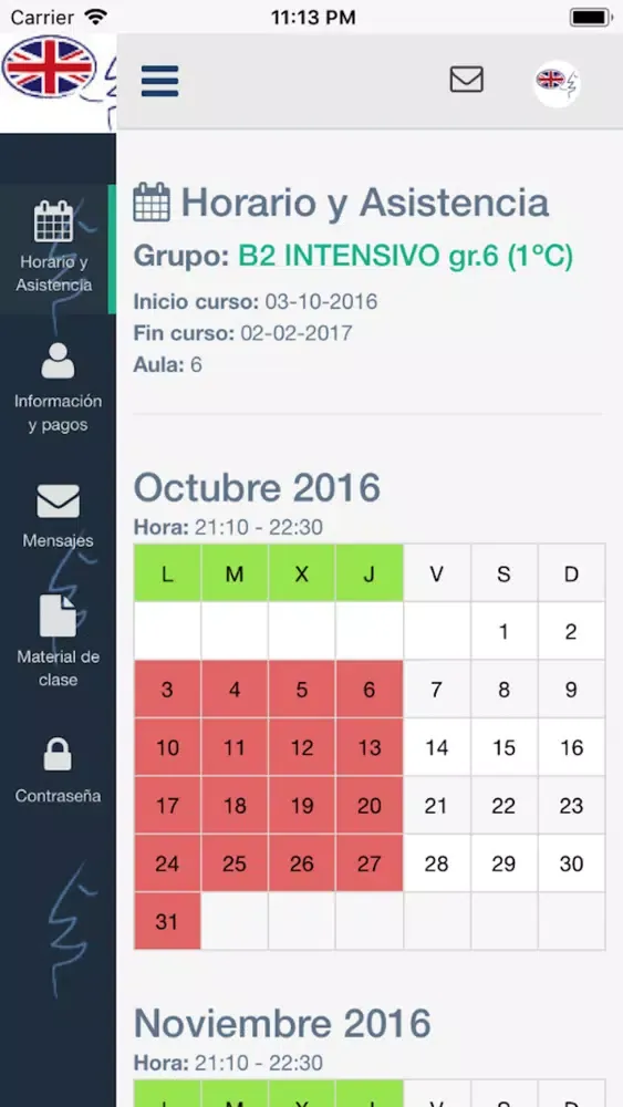 Zrzuty ekranu Coucke's APP Students Platform
