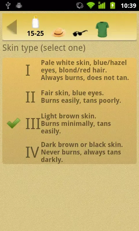 Tangkapan layar UV Index