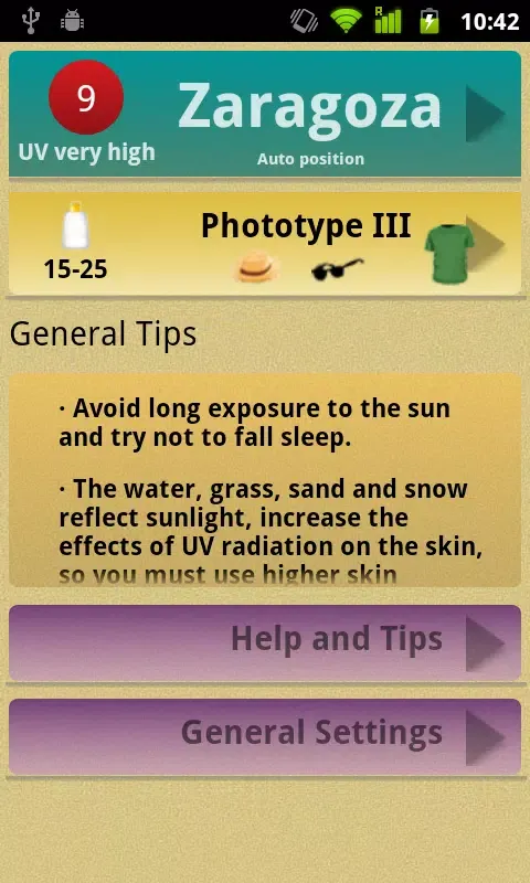 Tangkapan layar UV Index