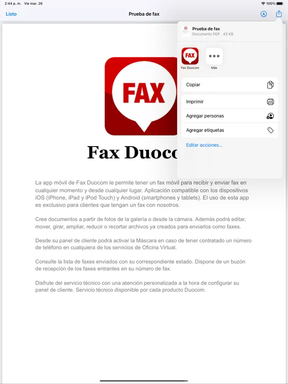 Fax Duocom - Enviar fax online iPad  スクリーンショット