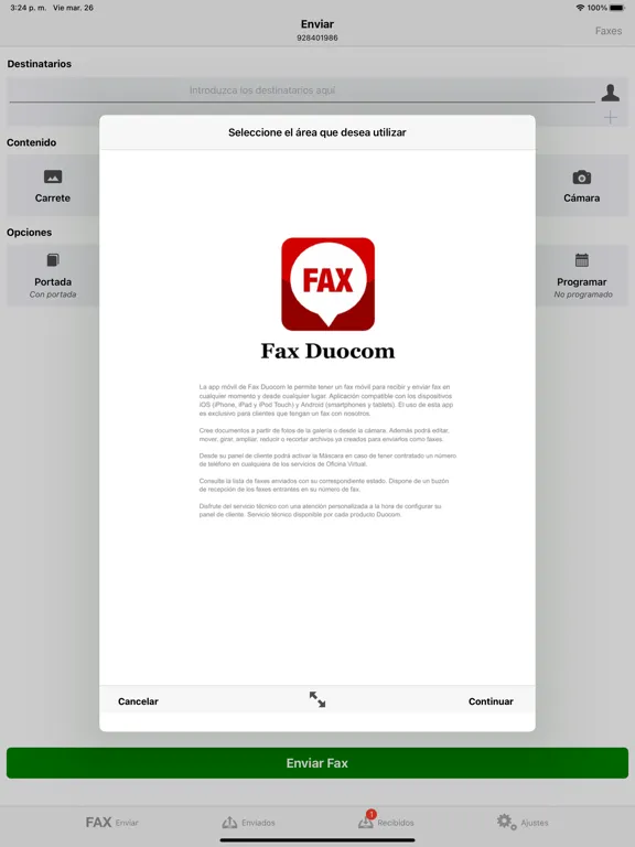 Fax Duocom - Enviar fax online iPad  スクリーンショット