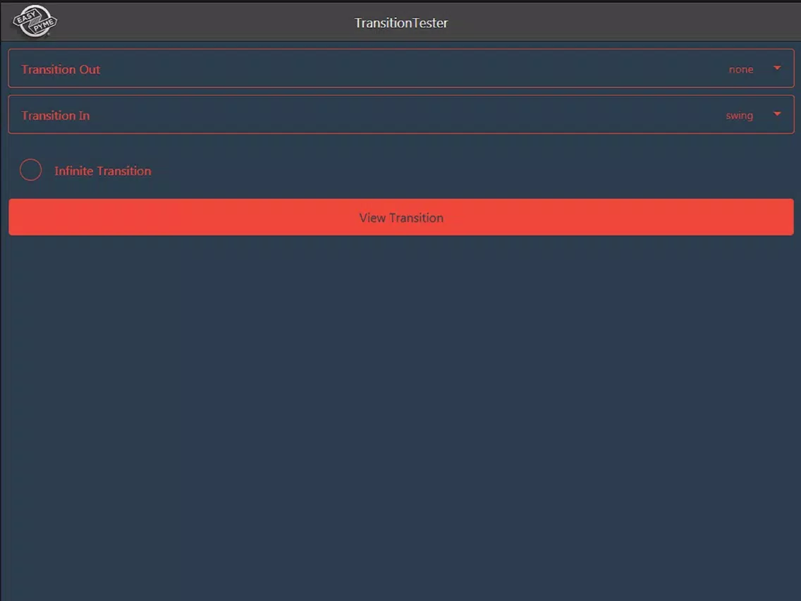 TransitionTester iPad  Screenshots