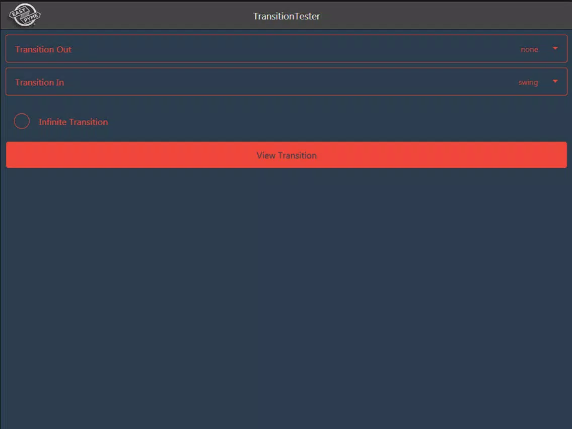 TransitionTester iPad  Screenshots