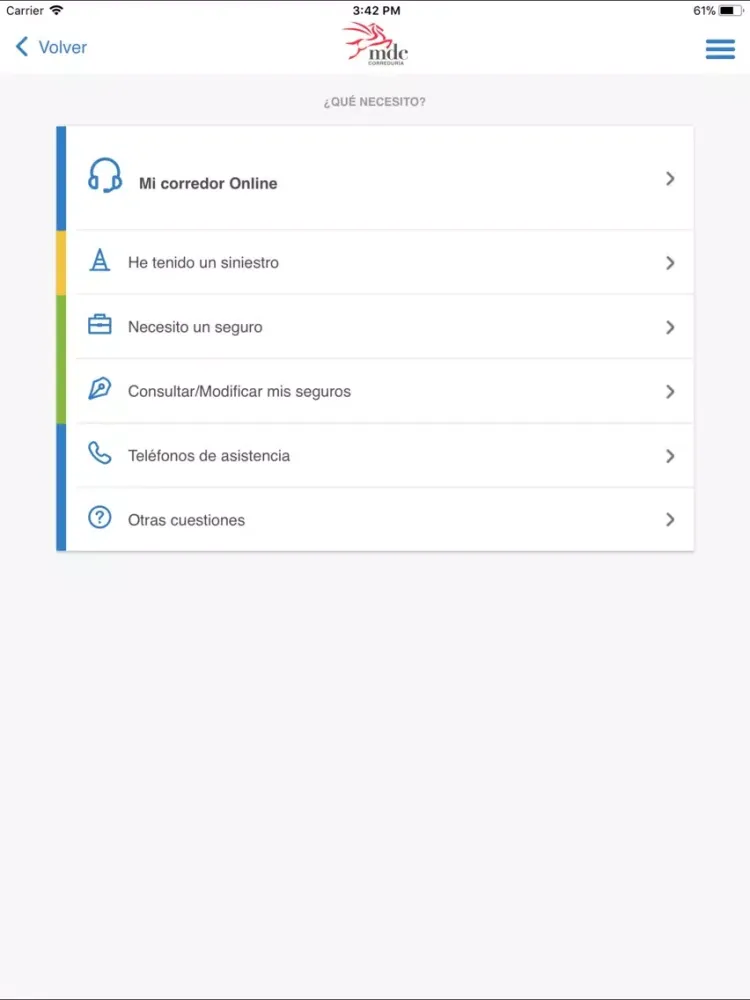 Tangkapan layar Correduría MDC Seguros iPad 
