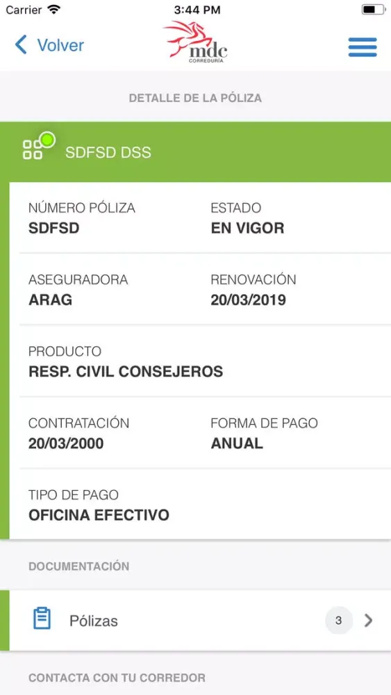Tangkapan layar Correduría MDC Seguros