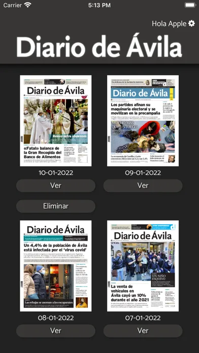 Capturas de tela do Diario de Ávila