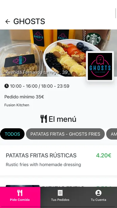 Ảnh chụp màn hình của GHOST Food