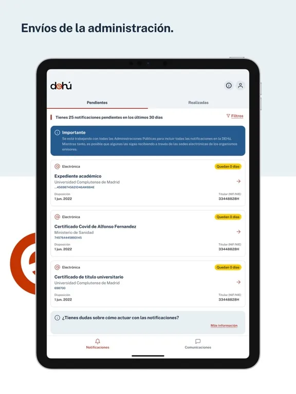Notifica App iPad  Screenshots
