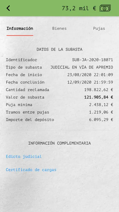 Subastas BOE Simulator سکرین شاٹس