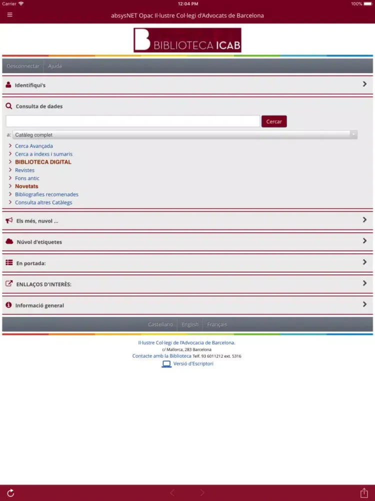 ภาพหน้าจอของ ICAB iPad 