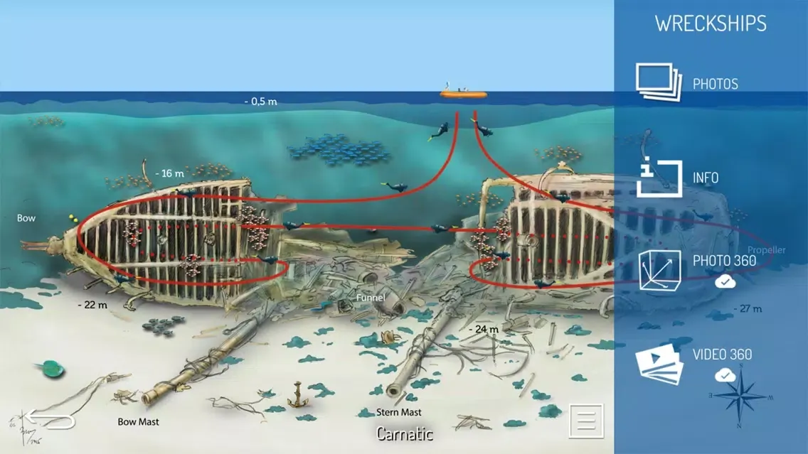 Tangkapan skrin PADI VR Scuba Planner