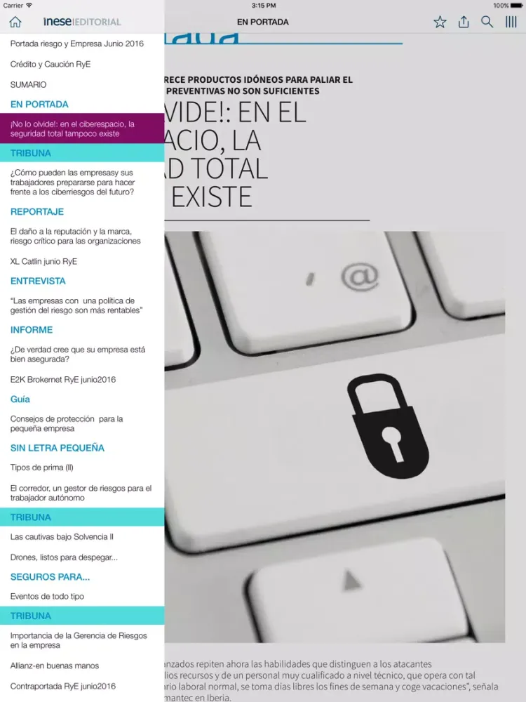 Captures d'écran de INESE Editorial iPad 