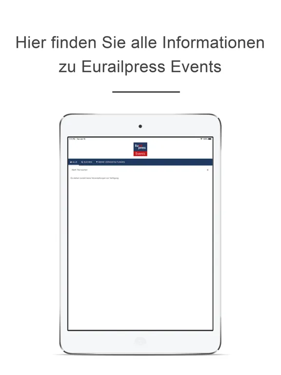 Tangkapan layar Eurailpress Events iPad 